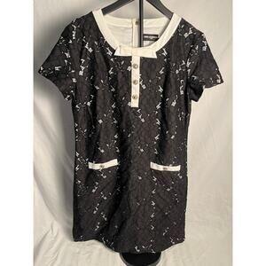 Karl Lagerfeld Paris Black Lace Shift Dress Bow Detail Size 14
